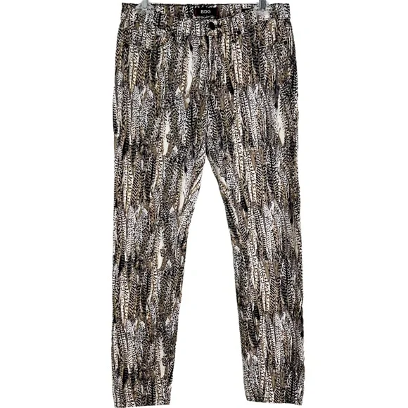 BDG High Rise Cigarette Ankle Skinny Jeans Tan & Black Reptile Print Women’s 28 - Picture 1 of 10